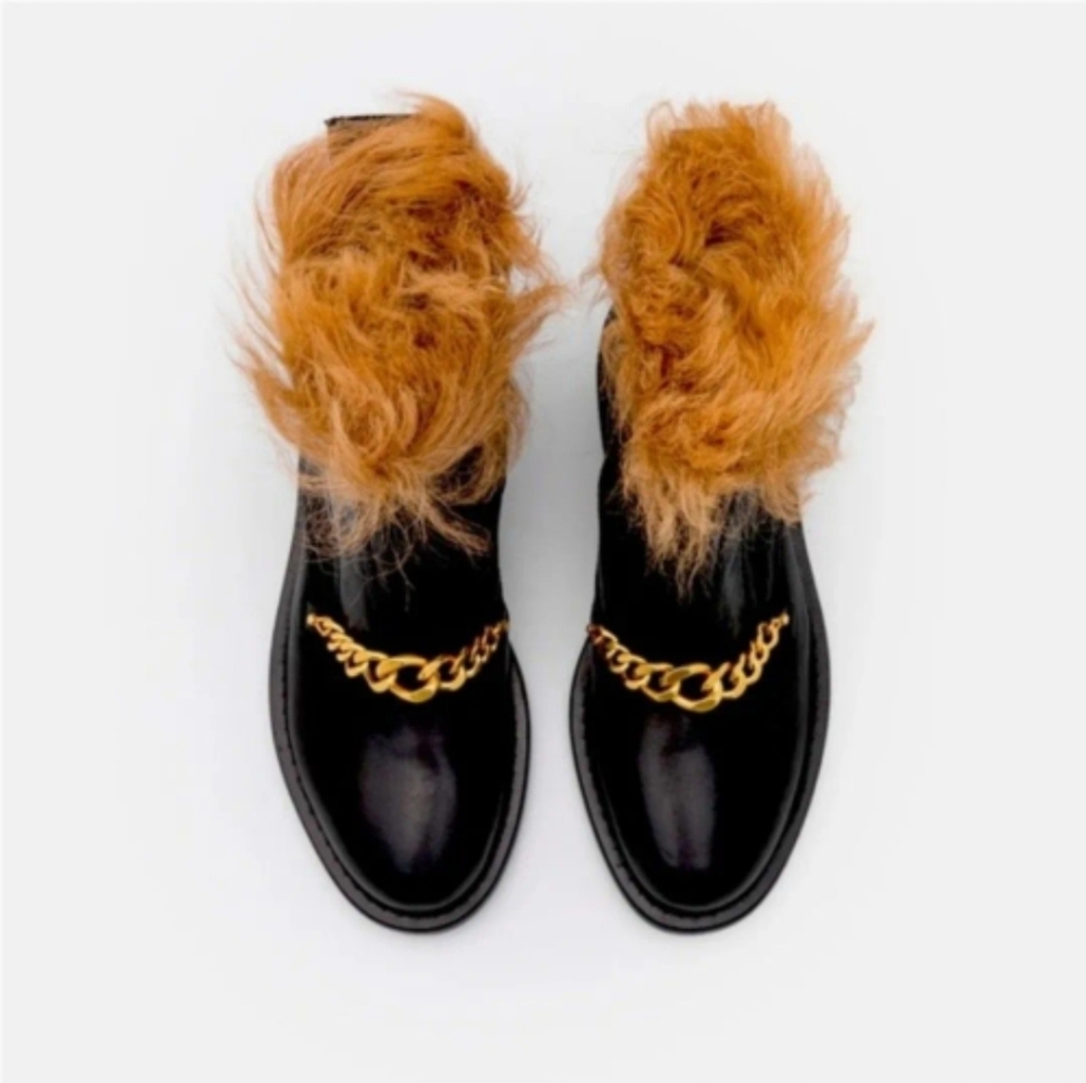 NEW $698 Zadig and Voltaire Real Shearling Laureen Hairy Lambskin Leather Boots